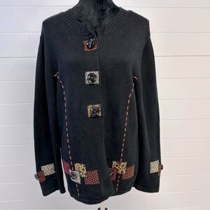 PBJ Sport Cardigan Sweater Black Long Sleeve Cozy Size XL